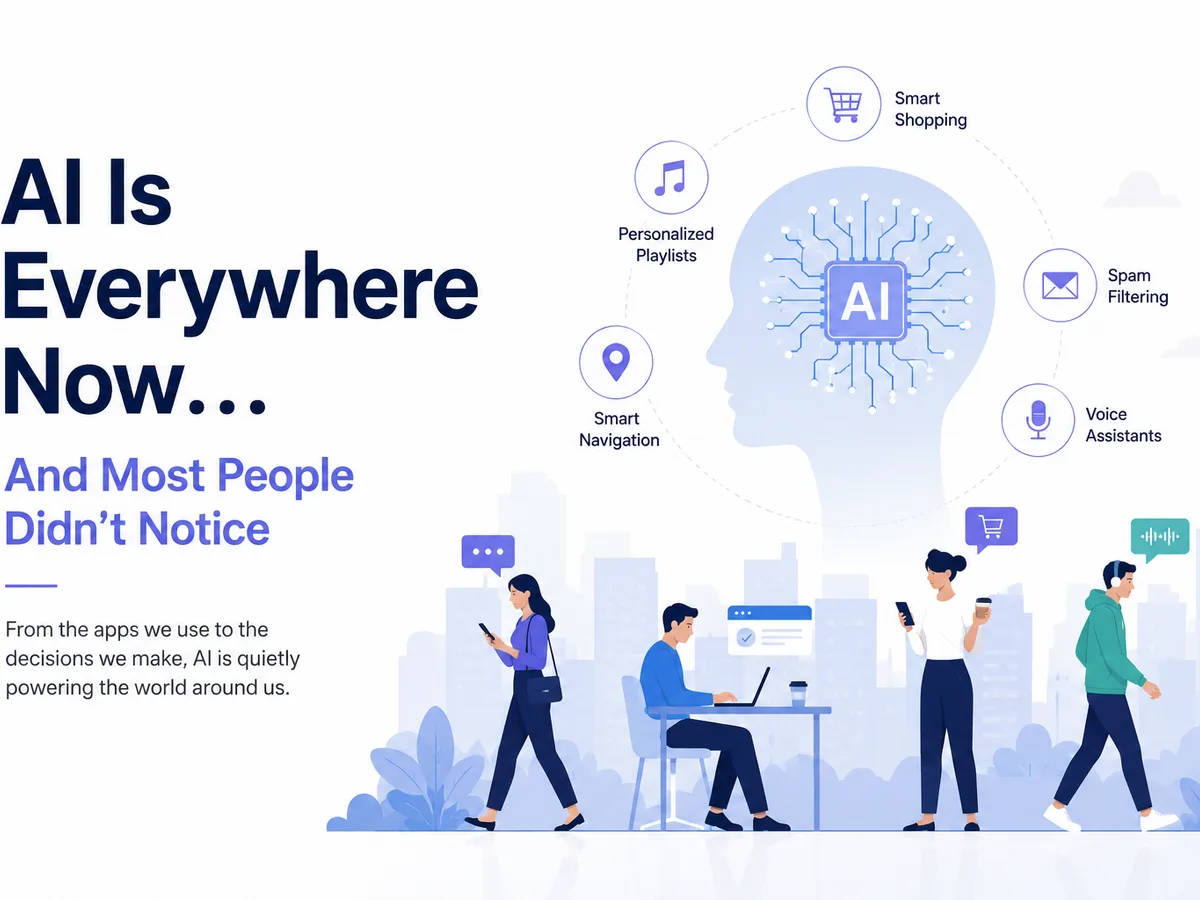 **AI technology becoming part of everyday life through smartphones, social media, and digital tools**